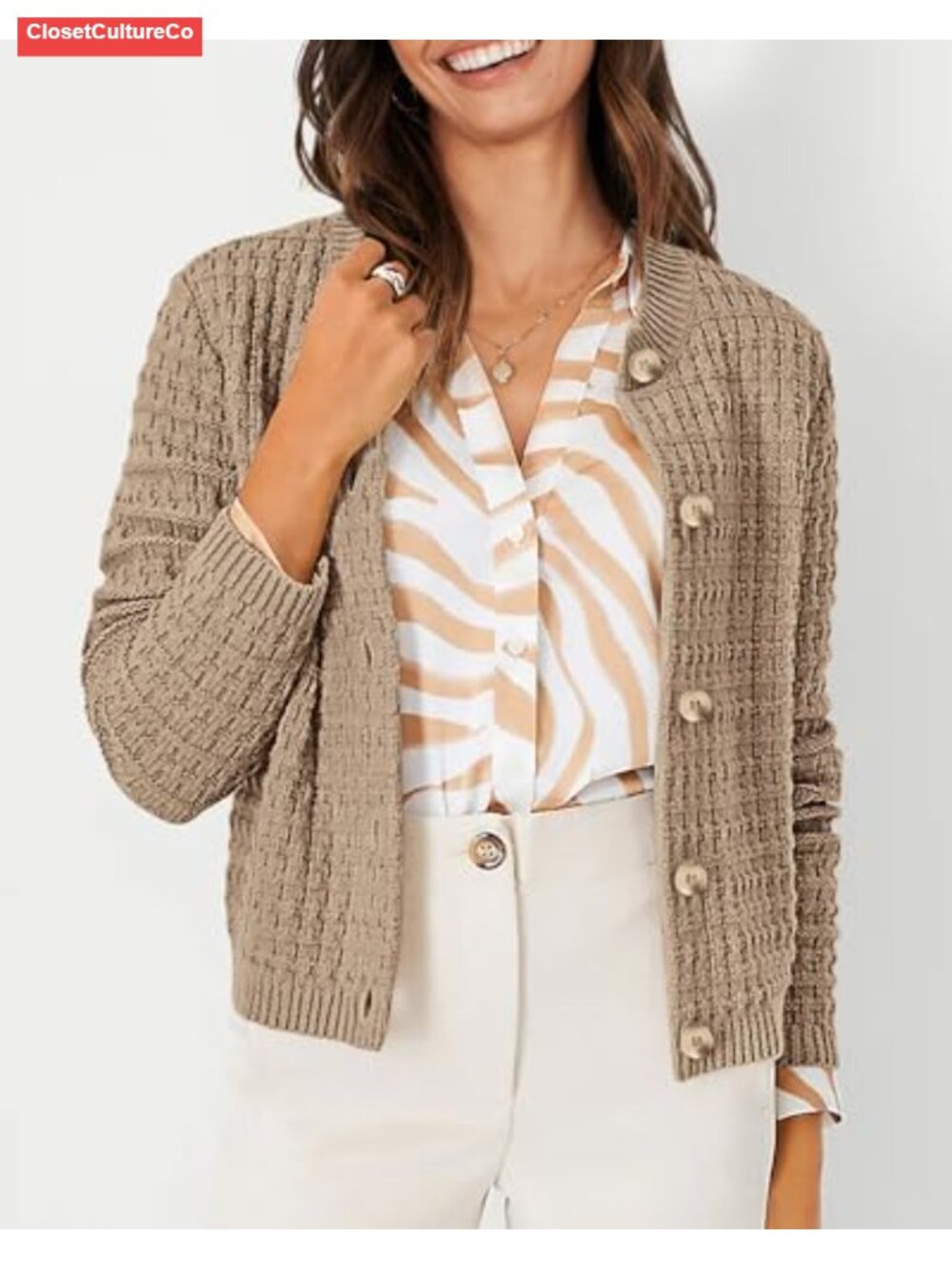 Women's Long Sleeve Button Up Cotton Cardigan Sweater Open Front Knit - Picture 3 of 6